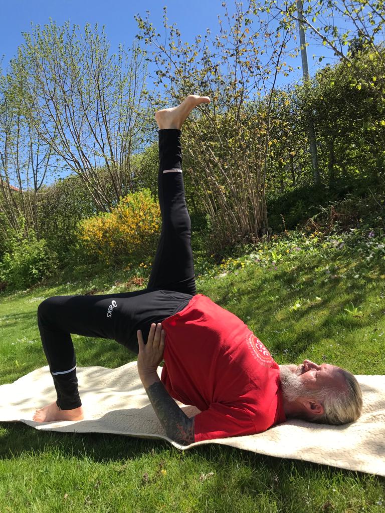 Brücke Variation Brücke Variation Yogastellung Bruno im Garten